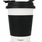 Side shot of Puffco black and white to-go cup discreet pipe