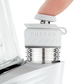 finger pressing white dab rig joystick
