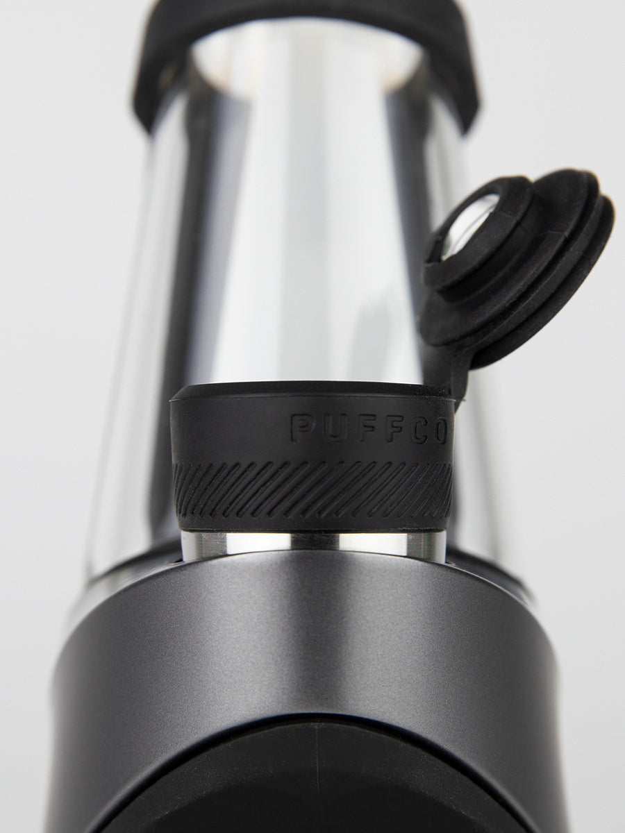 Close up shot of Puffco black travel dab rig open cap