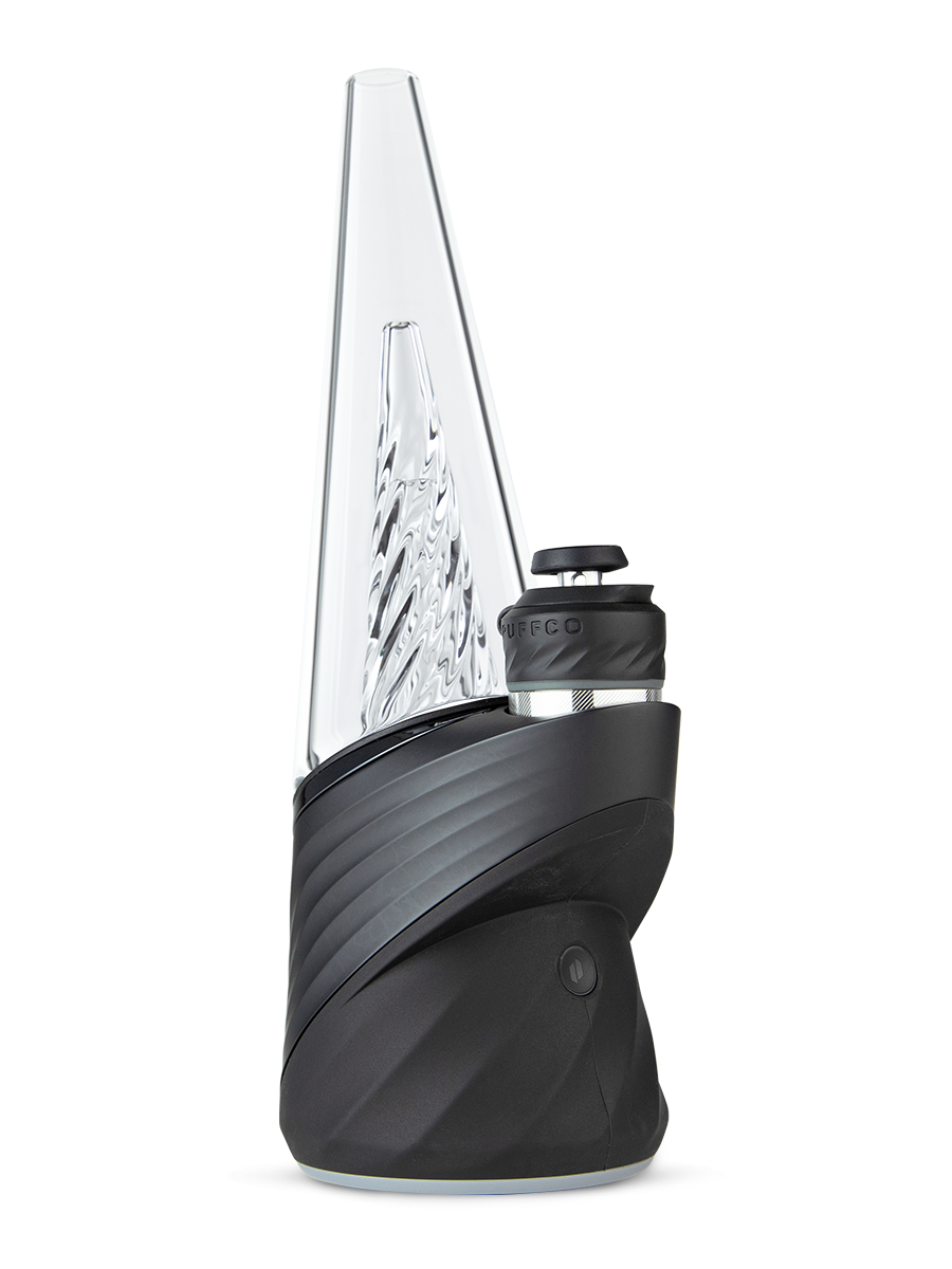  Angled front shot of Puffco black new Peak Pro dab rig 