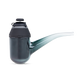  Side shot of Puffco black Proxy joystick connected to black glass pipe