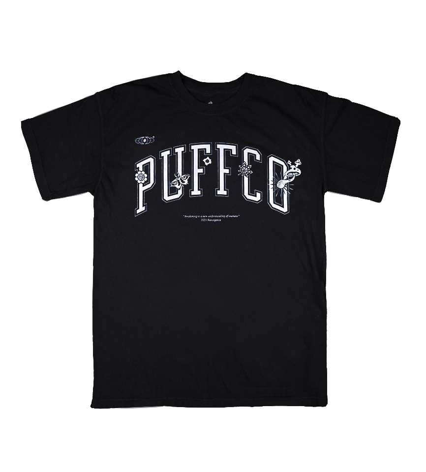 Puffco shirt against white backdrop