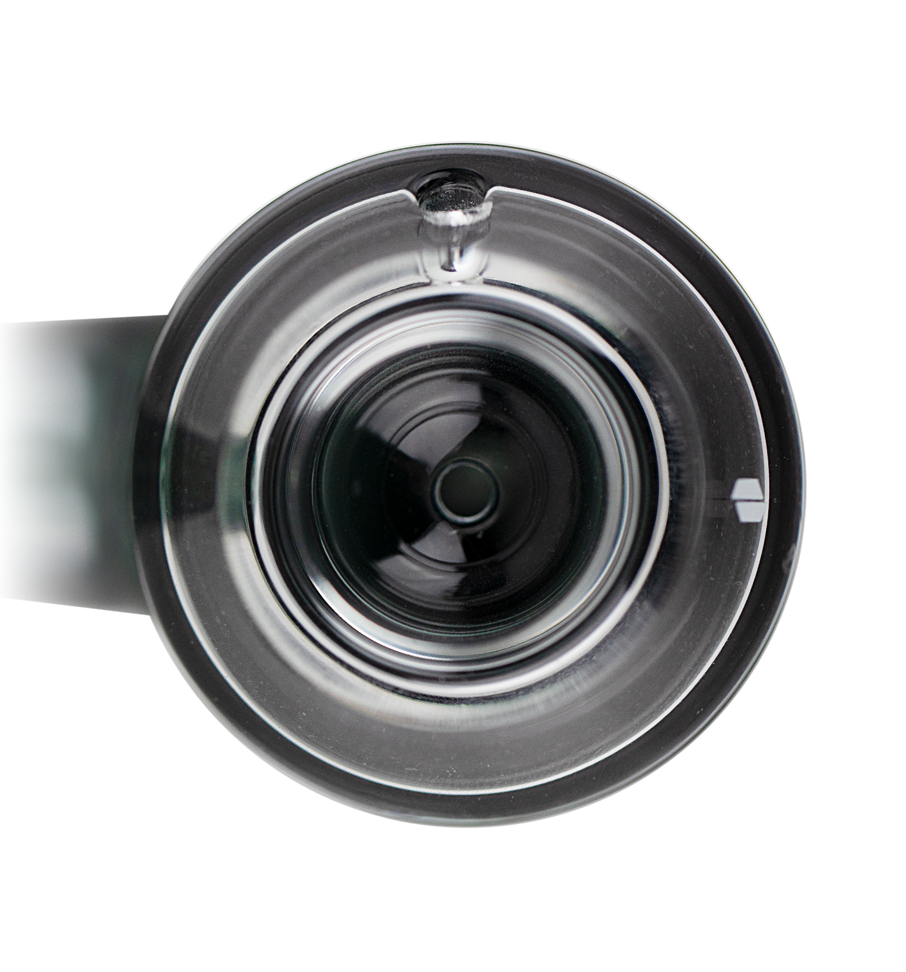 Overhead shot of flower bowl for dab rig against white backdrop