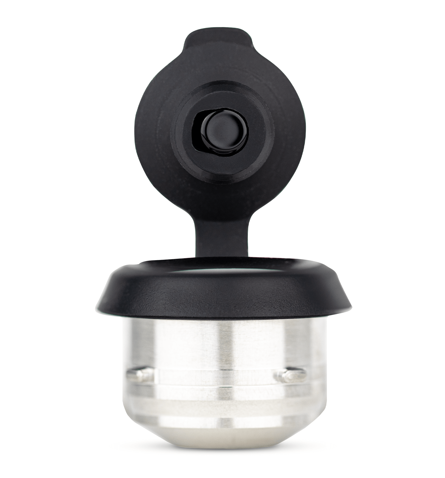 Front shot of black and silver Puffco Proxy 3d chamber with cap open