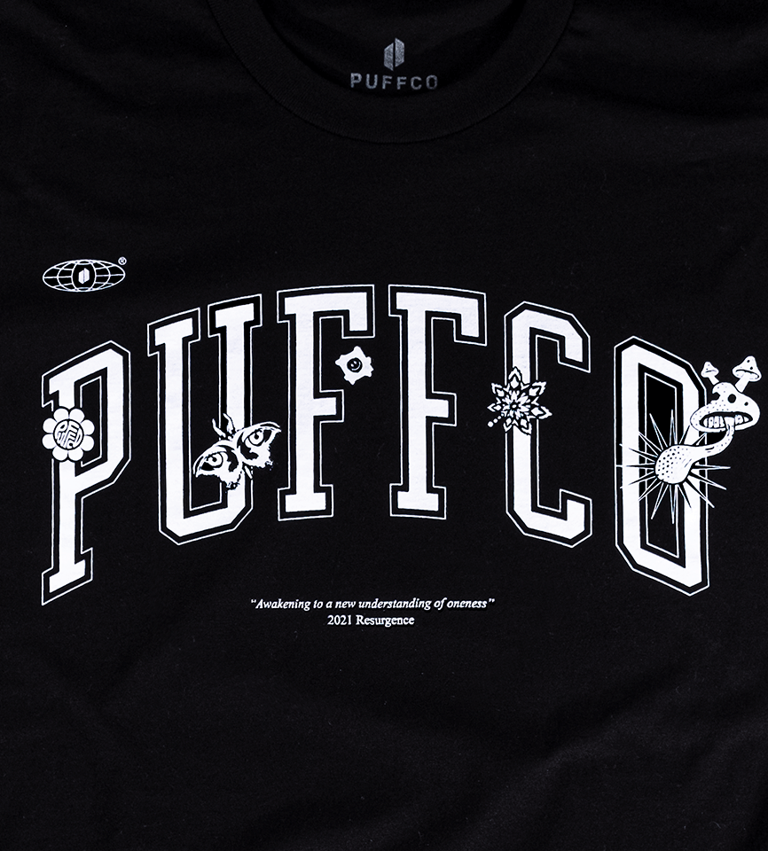 Close up of resurgence shirt logo