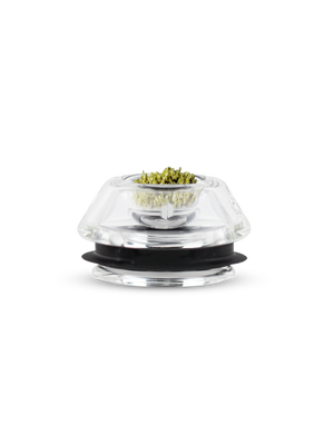 Front shot of dry herb bowl with herb in bowl against white backdrop