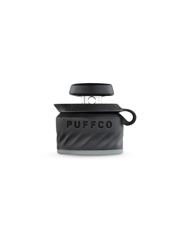 color:onyx | Side shot of Puffco black joystick carb cap 