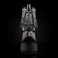 Front shot of clear Ryan Fitt glass attached to black rig against black backdrop