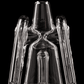 Close up of clear Ryan Fitt recycler glass peak pro against black backdrop